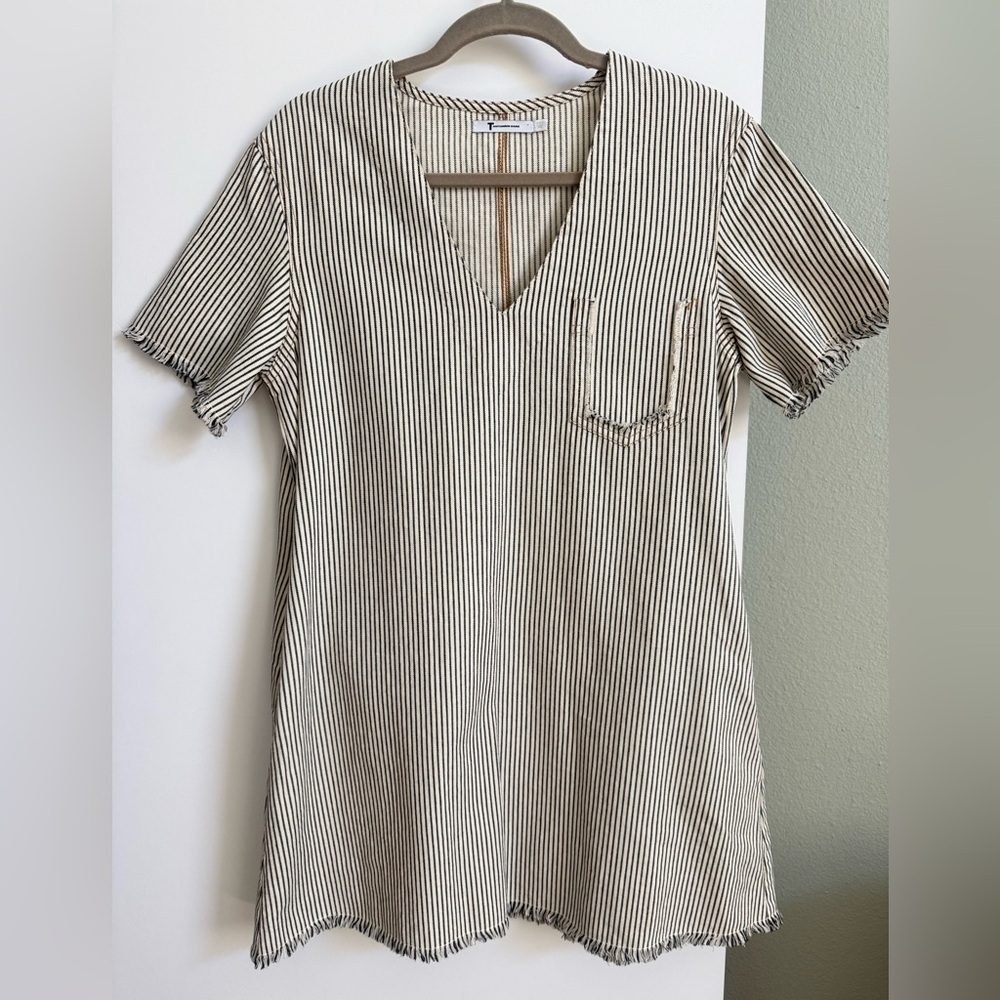 T by Alexander Wang Dress Denim Striped Mini Dress Size 4